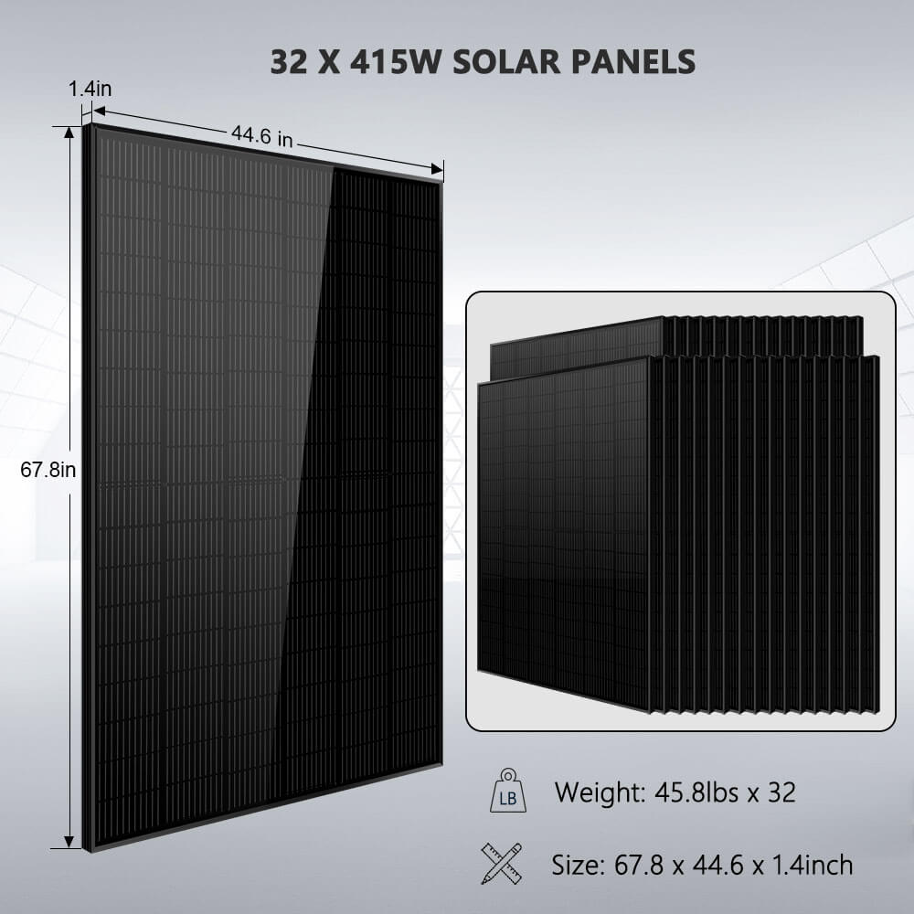 SunGoldPower Hybrid Solar Kit 15.2KW 48V Split Phase 30.72 KWH Lithium Battery 32 X 415 Watt Solar Panel (Optional) SGH-7.6DN6E