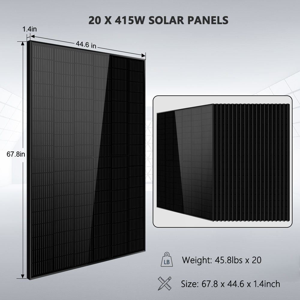 SunGoldPower Off-Grid Solar Kit 13000W 48VDC 120V/240V LifePo4 20.48KWH Lithium Battery 14 X 415 Watts Solar Panels SGR-13KM