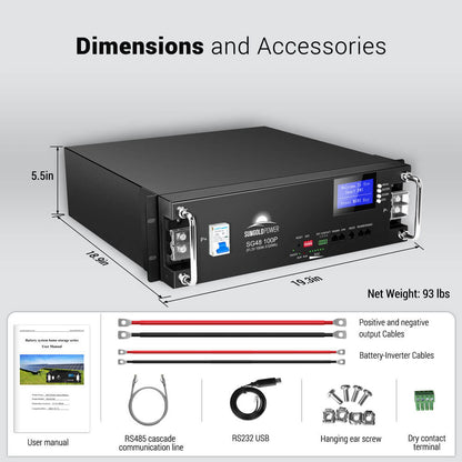 SunGoldPower 2 X 48V 100AH Server Rack LiFePO4 Lithium  Battery SG48100P UL1973 UL9540A