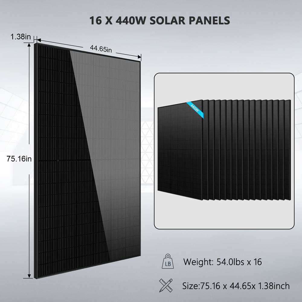 SunGoldPower Hybrid Solar Kit 11.4KW 48V Split Phase 20.48KWH/51.2KWH Lithium Battery 450 Watt Solar Panel (Optional) SGH-11N2E/ SGH-11N5E