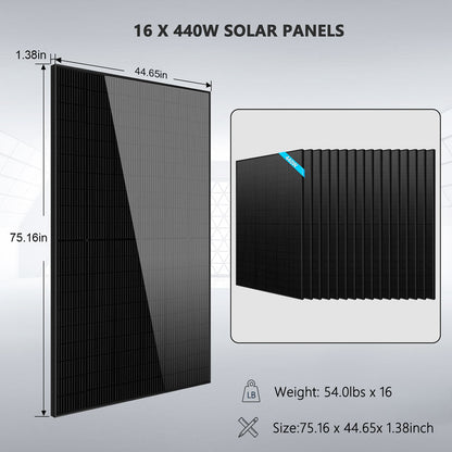 SunGoldPower Hybrid Solar Kit 11.4KW 48V Split Phase 20.48KWH/51.2KWH Lithium Battery 450 Watt Solar Panel (Optional) SGH-11N2E/ SGH-11N5E