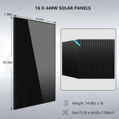 Hybrid Solar Kit 11.4KW 48V Split Phase 20.48KWH Lithium Battery 16 X 450 Watt Solar Panel SGH-11N2E