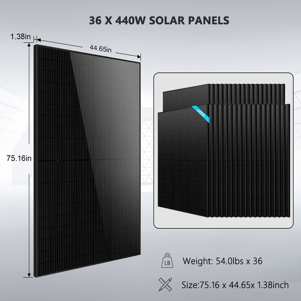 SunGoldPower Hybrid Solar Kit 11.4KW 48V Split Phase 51.2 KWH Lithium Battery 36 X 450 Watt Solar Panel (Optional) SGH-11N5E
