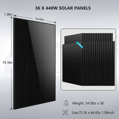 SunGoldPower Hybrid Solar Kit 11.4KW 48V Split Phase 51.2 KWH Lithium Battery 36 X 450 Watt Solar Panel (Optional) SGH-11N5E