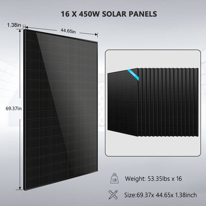 SunGoldPower Hybrid Solar Kit 11.4KW 48V Split Phase 20.48KWH/51.2KWH Lithium Battery 450 Watt Solar Panel (Optional) SGH-11N2E/ SGH-11N5E