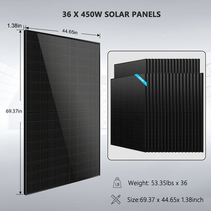 SunGoldPower Hybrid Solar Kit 11.4KW 48V Split Phase 51.2 KWH Lithium Battery 36 X 450 Watt Solar Panel (Optional) SGH-11N5E