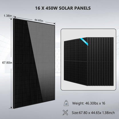 SunGoldPower Hybrid Solar Kit 11.4KW 48V Split Phase 20.48KWH/51.2KWH Lithium Battery 450 Watt Solar Panel (Optional) SGH-11N2E/ SGH-11N5E