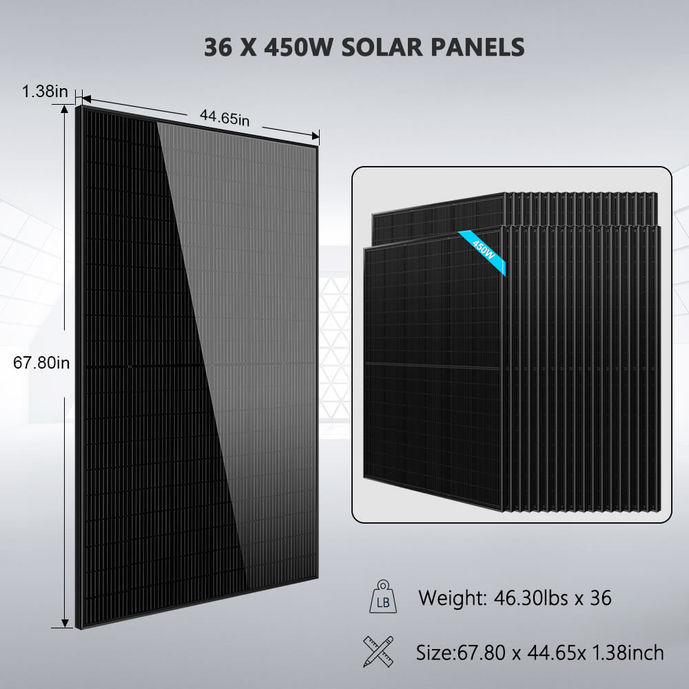 SunGoldPower Hybrid Solar Kit 11.4KW 48V Split Phase 51.2 KWH Lithium Battery 36 X 450 Watt Solar Panel (Optional) SGH-11N5E