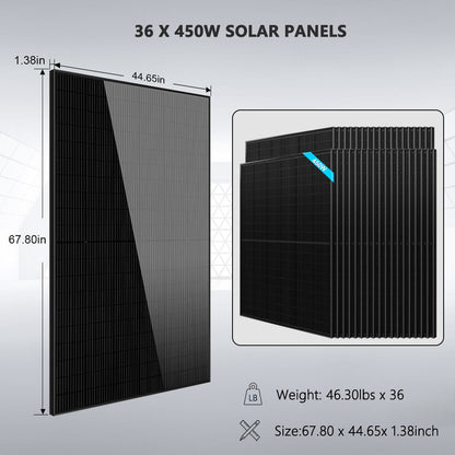 SunGoldPower Hybrid Solar Kit 11.4KW 48V Split Phase 51.2 KWH Lithium Battery 36 X 450 Watt Solar Panel (Optional) SGH-11N5E