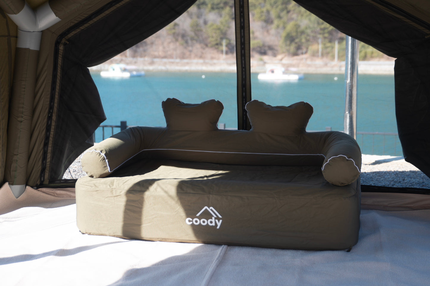 Coody Air Sofa Forest Green - Inflatable Camping Couch with Built-In Pump