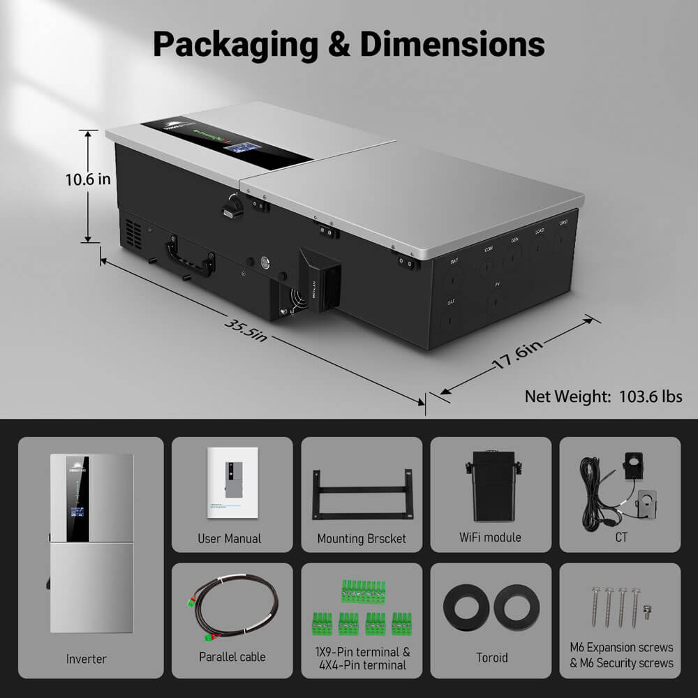 SunGoldPower 11.4KW 48V Split Phase Hybrid Solar Inverter | Whole Home Backup (200A) | SGN-11K15PRO