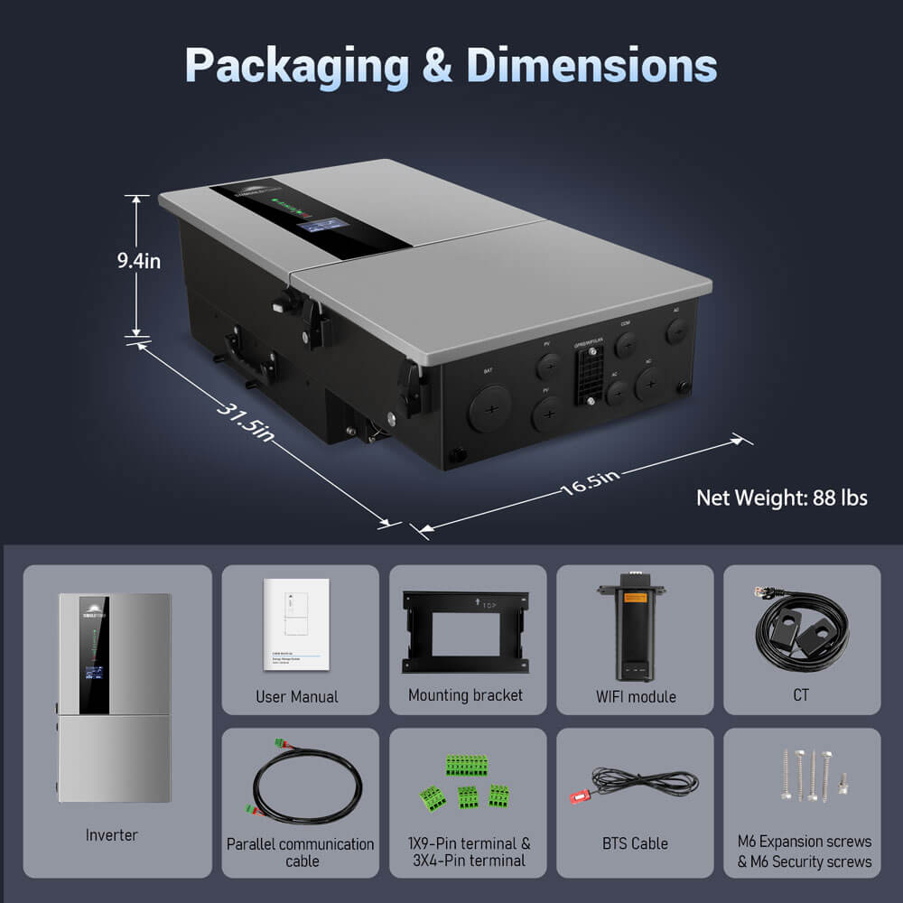SunGoldPower 7.6KW Hybrid Inverter 48V Split Phase SGN7.6K1HB-48
