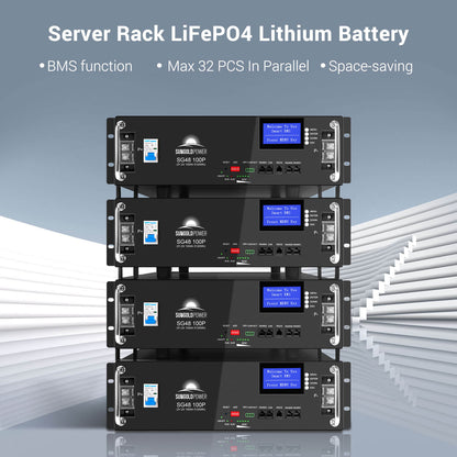 SunGoldPower 4 X 48V 100AH Server Rack LiFePO4 Lithium  Battery SG48100P UL1973  UL9540A