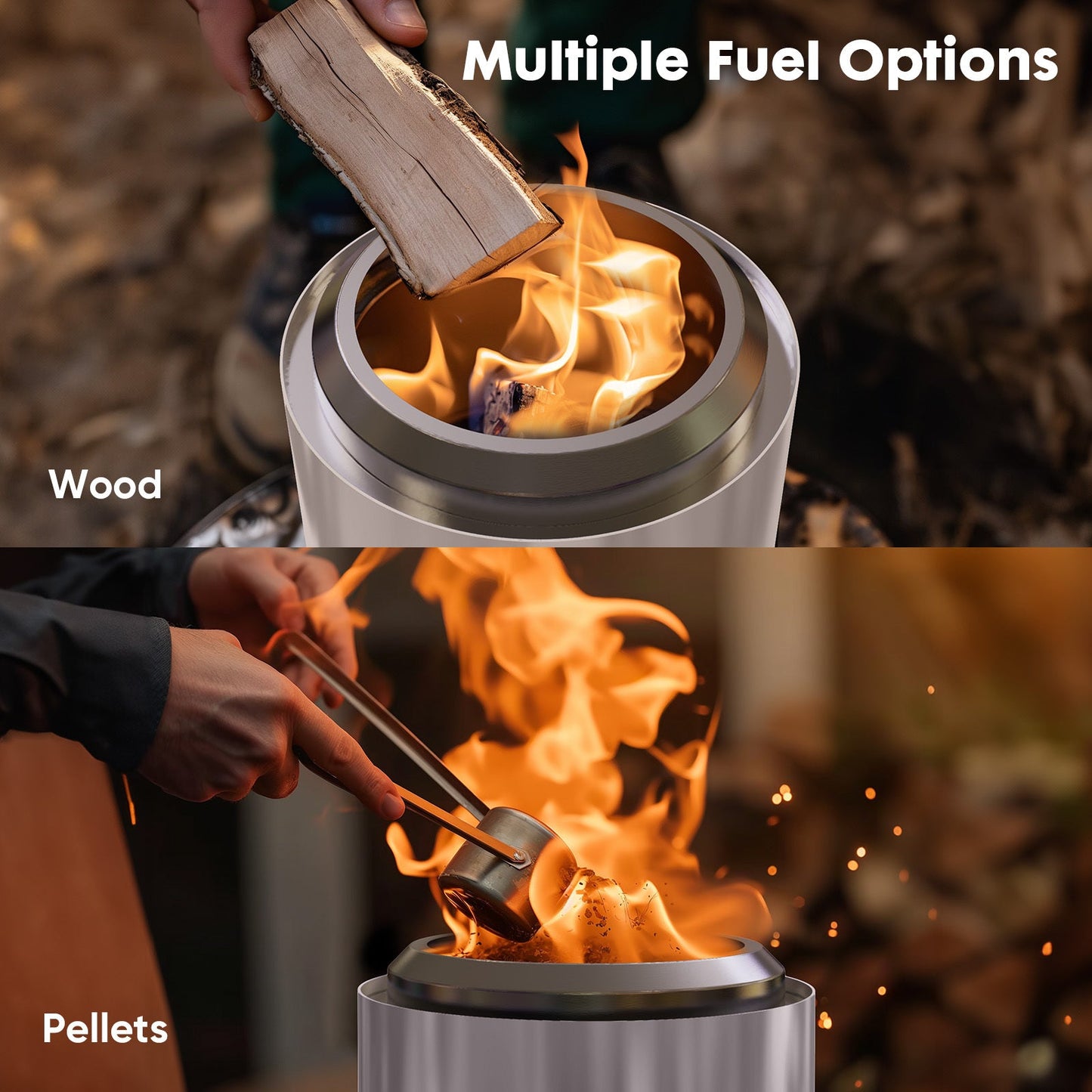 PolyTEAK Stainless Portable Smokeless Tabletop Fire Pit for Outdoor Patio, Backyard Camping, and Bonfire