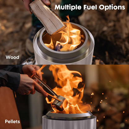PolyTEAK Stainless Portable Smokeless Tabletop Fire Pit for Outdoor Patio, Backyard Camping, and Bonfire