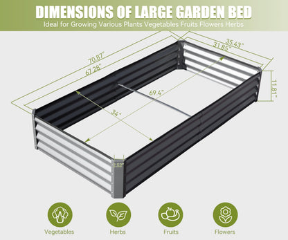PolyTEAK Silver Galvanized Raised Garden Bed - Outdoor Planter Box for Vegetables, Fruits & Flowers