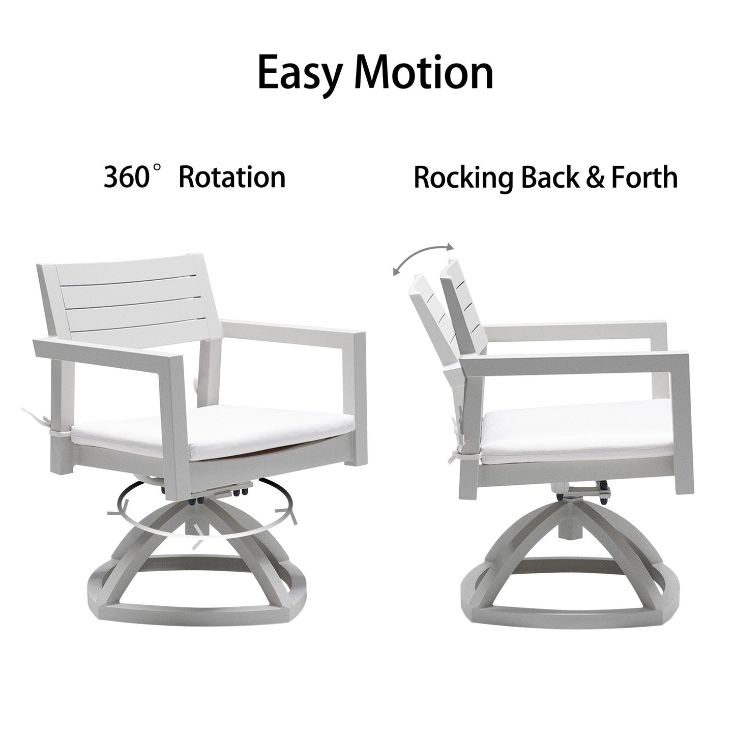 PolyTEAK Aluminum Outdoor Patio Swivel Rockers with Plush Cushions (Set of 2)