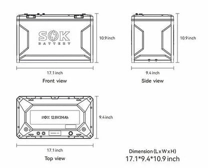 SOK Battery 12V 314Ah Lithium Battery, Built-in heater & Bluetooth, Victron CAN Comms | SOK Battery