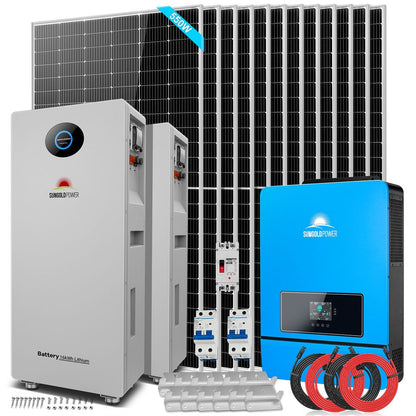 SunGoldPower OFF GRID SOLAR KIT 12 X 550 WATTS SOLAR PANELS 20.48KWH-32.14KWH LITHIUM BATTERY 10KW SOLAR INVERTER 48VDC 120V/240V SGR-10K25S