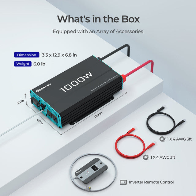 Renogy 1000W 12V Pure Sine Wave Inverter