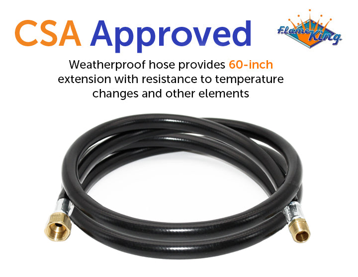 Flame King Thermo Plastic Hose Assembly for LP and Natural Gas, 60 Inch, 3/8 Inch