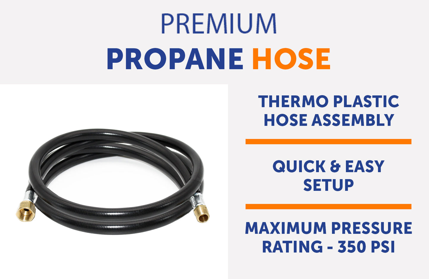 Flame King Thermo Plastic Hose Assembly for LP and Natural Gas, 60 Inch, 3/8 Inch