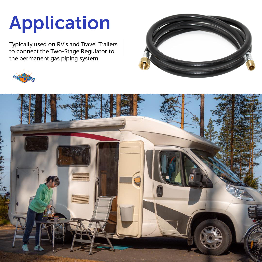 Flame King Thermo Plastic Hose Assembly for LP and Natural Gas, 60 Inch, 3/8 Inch