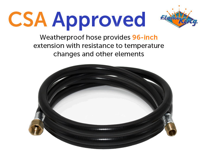Flame King Thermo Plastic Hose Assembly for LP and Natural Gas, 96 Inch, 3/8 Inch