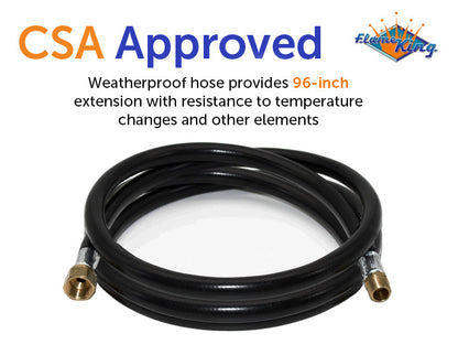 Flame King Thermo Plastic Hose Assembly for LP and Natural Gas, 96 Inch, 3/8 Inch