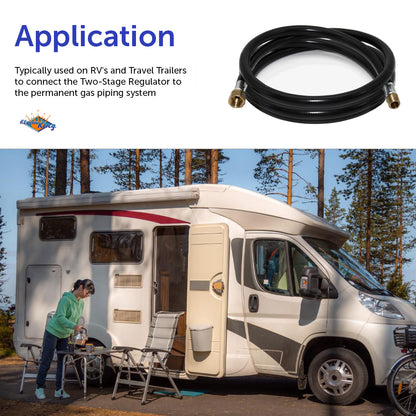 Flame King Thermo Plastic Hose Assembly for LP and Natural Gas, 96 Inch, 3/8 Inch