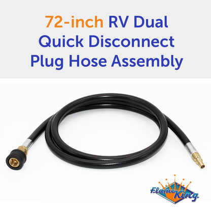 Flame King RV, Van, Trailer, Dual Quick Connect Hose, LP Gas Only, 72 Inch, 1/4 Inch
