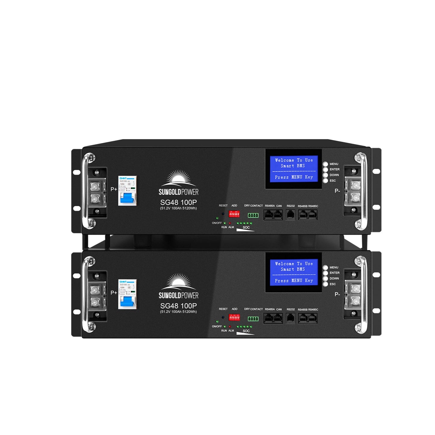 SunGoldPower 2 X 48V 100AH Server Rack LiFePO4 Lithium  Battery SG48100P UL1973 UL9540A