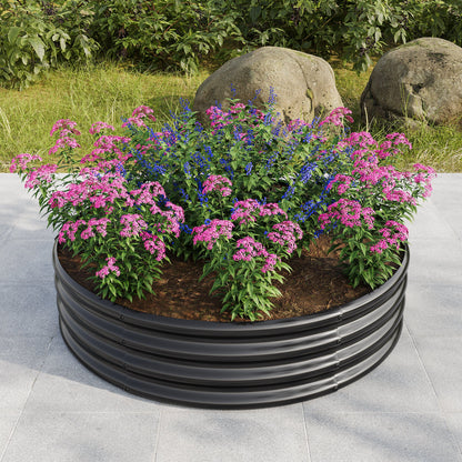 PolyTEAK Round Metal Raised Garden Bed/Planter Box Ideal for Vegetables, Fruits, Flowers, and Herbs
