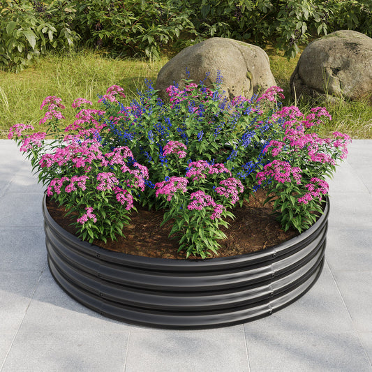 PolyTEAK Round Metal Raised Garden Bed/Planter Box Ideal for Vegetables, Fruits, Flowers, and Herbs