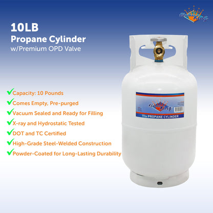 Flame King 10lb Propane Tank LP Cylinder with OPD