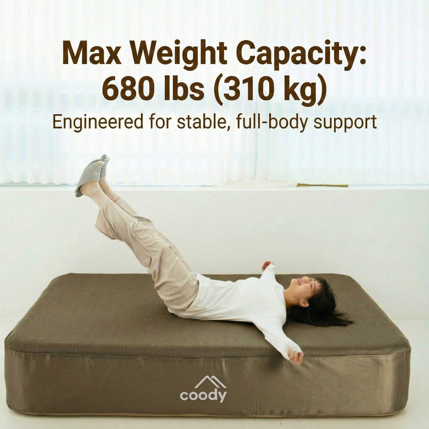 Coody Air Mattress Green Twin XL (197×91×35 cm) – Premium Air Bed with Built-in Pump