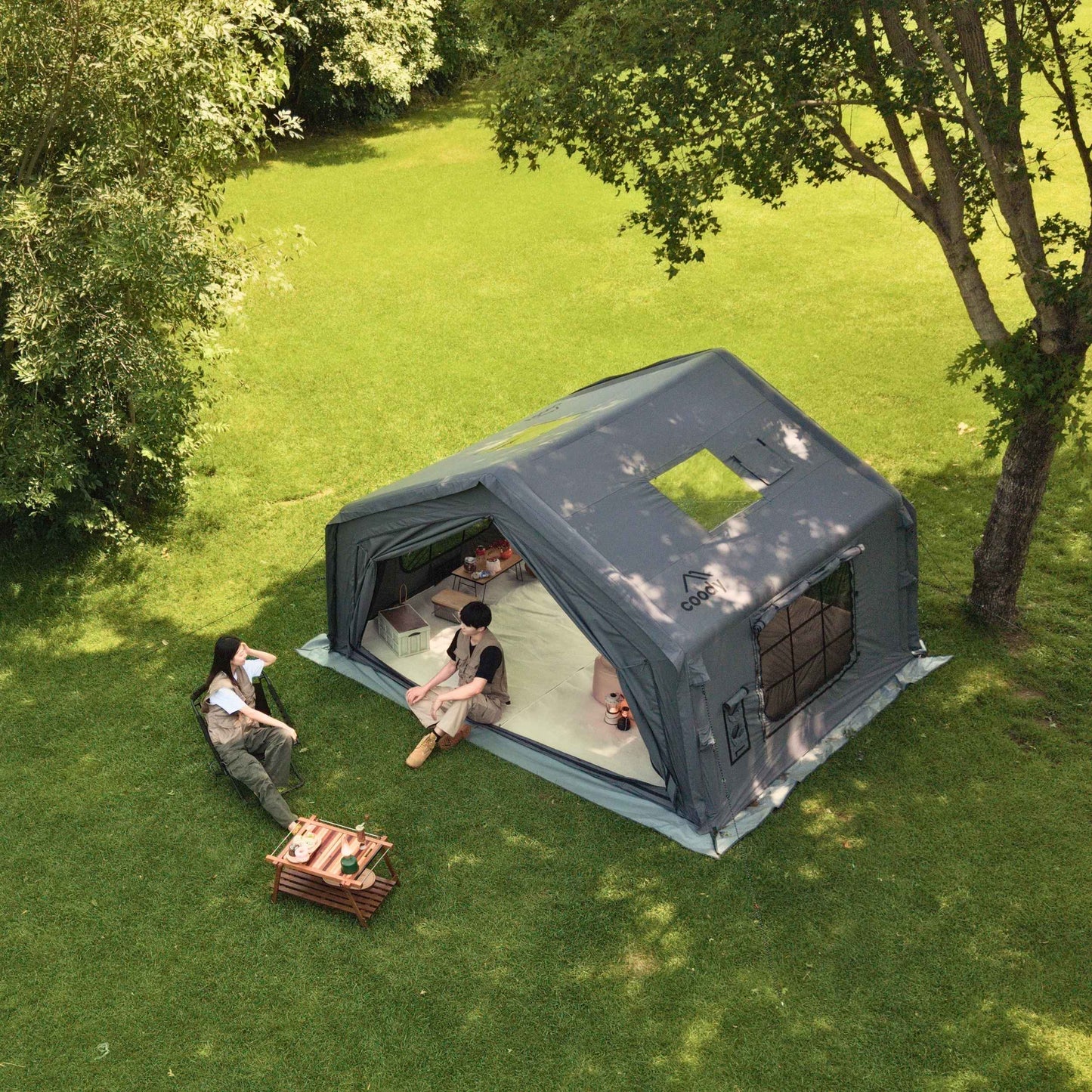 Coody 10.0 Gray Inflatable Tent House for Camping (2-4 Person)
