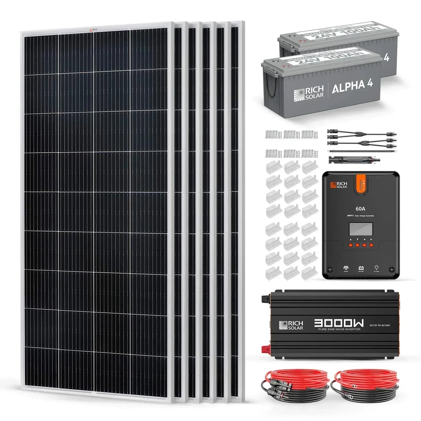 Rich Solar 6 Panel Complete Solar Kit - 1200 Watt 24V
