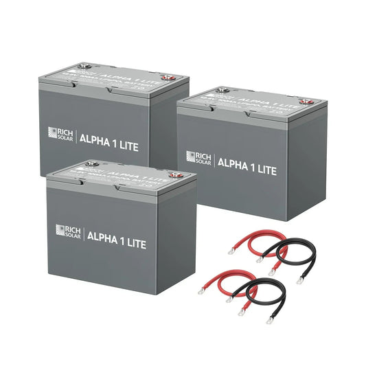 Rich Solar - 300Ah 12V LiFePO4 Off-Grid Battery Kit | 3.8kWh Deep Cycle Lithium Battery Bank | 3 X ALPHA 1 LITE in Parallel