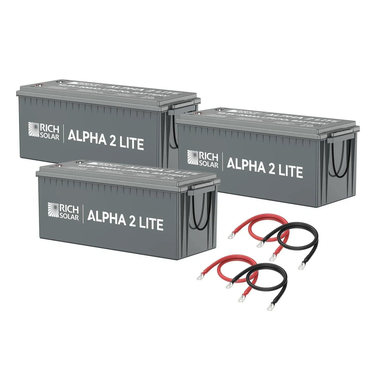 Rich Solar - 600Ah 12V LiFePO4 Off-Grid Battery Kit | 7.6kWh Deep Cycle Lithium Battery Bank | 3 X ALPHA 2 LITE in Parallel