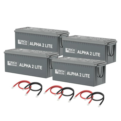 Rich Solar - 800Ah 12V LiFePO4 Off-Grid Battery Kit | 10.2kWh Deep Cycle Lithium Battery Bank | 4 X ALPHA 2 LITE in Parallel