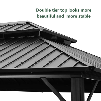 Ainfox 12x16Ft Patio Gazebo Outdoor Canopy with Mosquito with 2200lbs weight capacity of snow