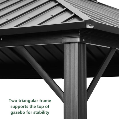 Ainfox 12x16Ft Patio Gazebo Outdoor Canopy with Mosquito with 2200lbs weight capacity of snow
