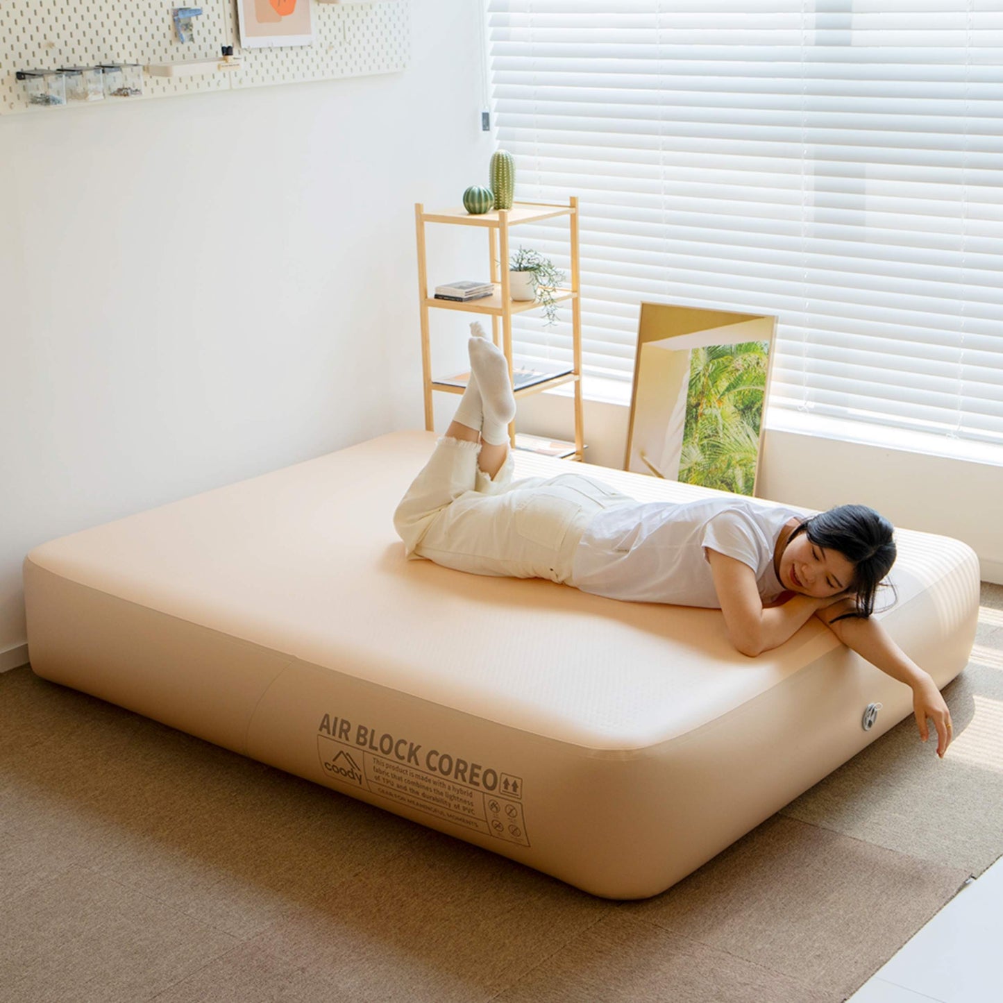 Coody Coreo Air Mattress King (180 × 200 × 35 cm) – Structured Air Block Inflatable Bed, Compact Pack Design