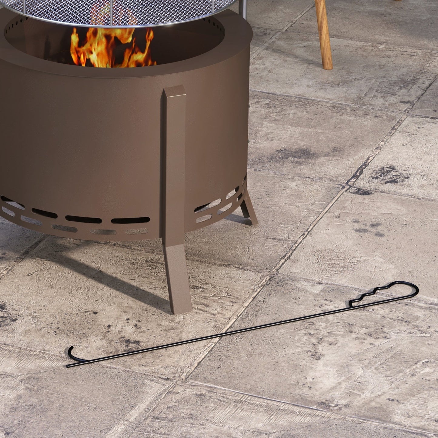 PolyTEAK 2-in-1 Portable Smokeless Fire Pit with Grill for Backyard Patio Picnic, Camping, Bonfire