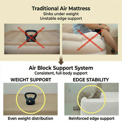 Coody Air Mattress Beige Twin XL (197×91×35 cm) – Premium Air Bed with Built-in Pump