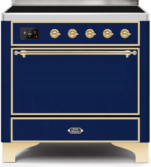 ILVE Majestic II 36" Induction Range Midnight Blue Brass Trim UMI09QNS3MBG