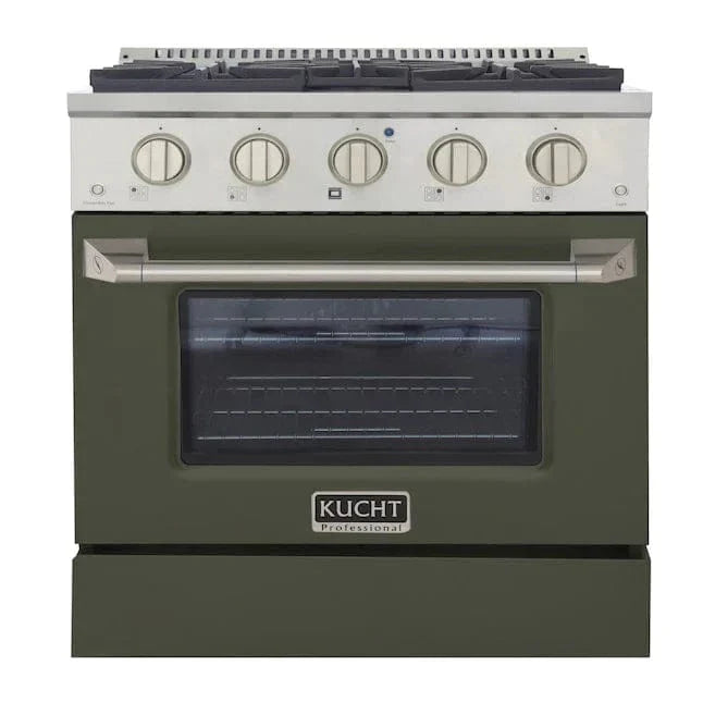 Kucht 30" Propane Range, Stainless Steel, Olive Green Oven Door, KNG301/LP-OG
