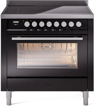 ILVE 36"Professional Plus Freestanding Induction Range Glossy Black UPI366WMPBK