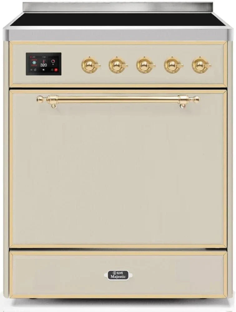 ILVE Majestic II 30" Induction Range Antique White Brass Trim UMI30QNE3AWG